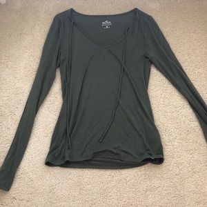 Hollister Camo Green Tie Bodycon Shirt